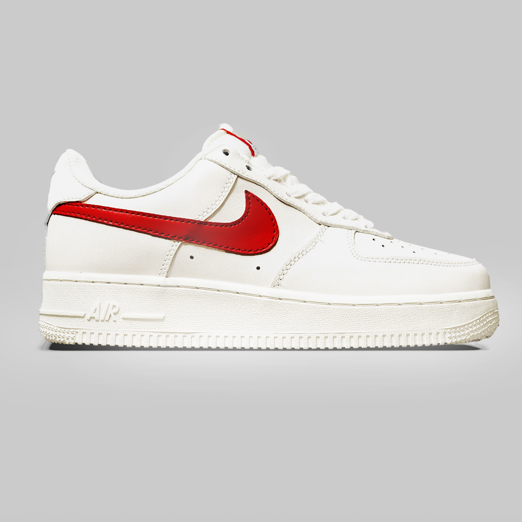 Nike Air Force 1 White Red Hook - Teemosneaker