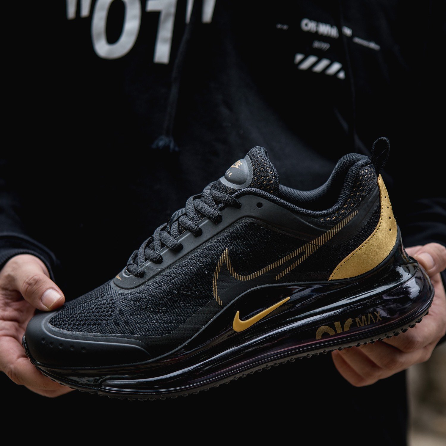 Nike Air Max 720 Flyknit Black Yellow - Teemosneaker